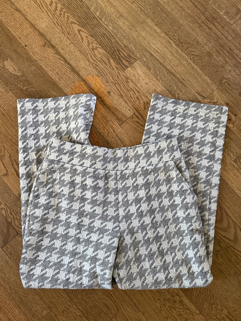 Habitat Houndstooth Pull on Pants in Gray and Black Sz S